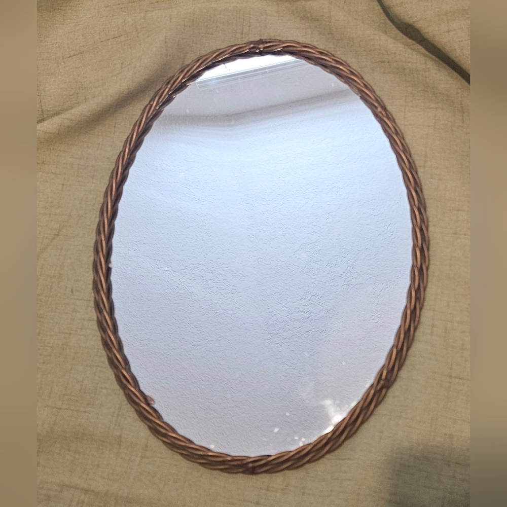 Vintage Oval Twisted Brass Mirror